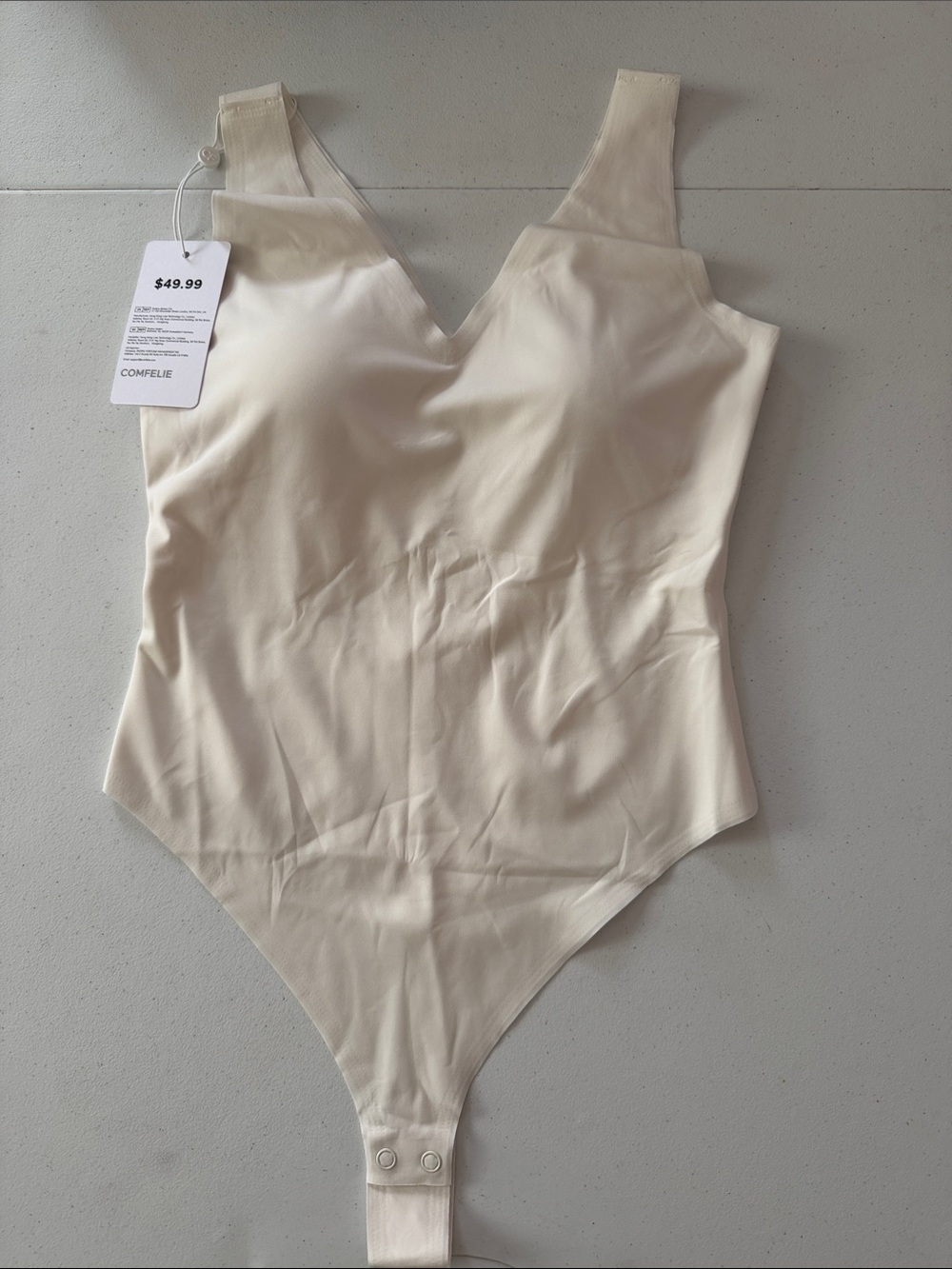 Comfelie White Bodysuit with V-Neck